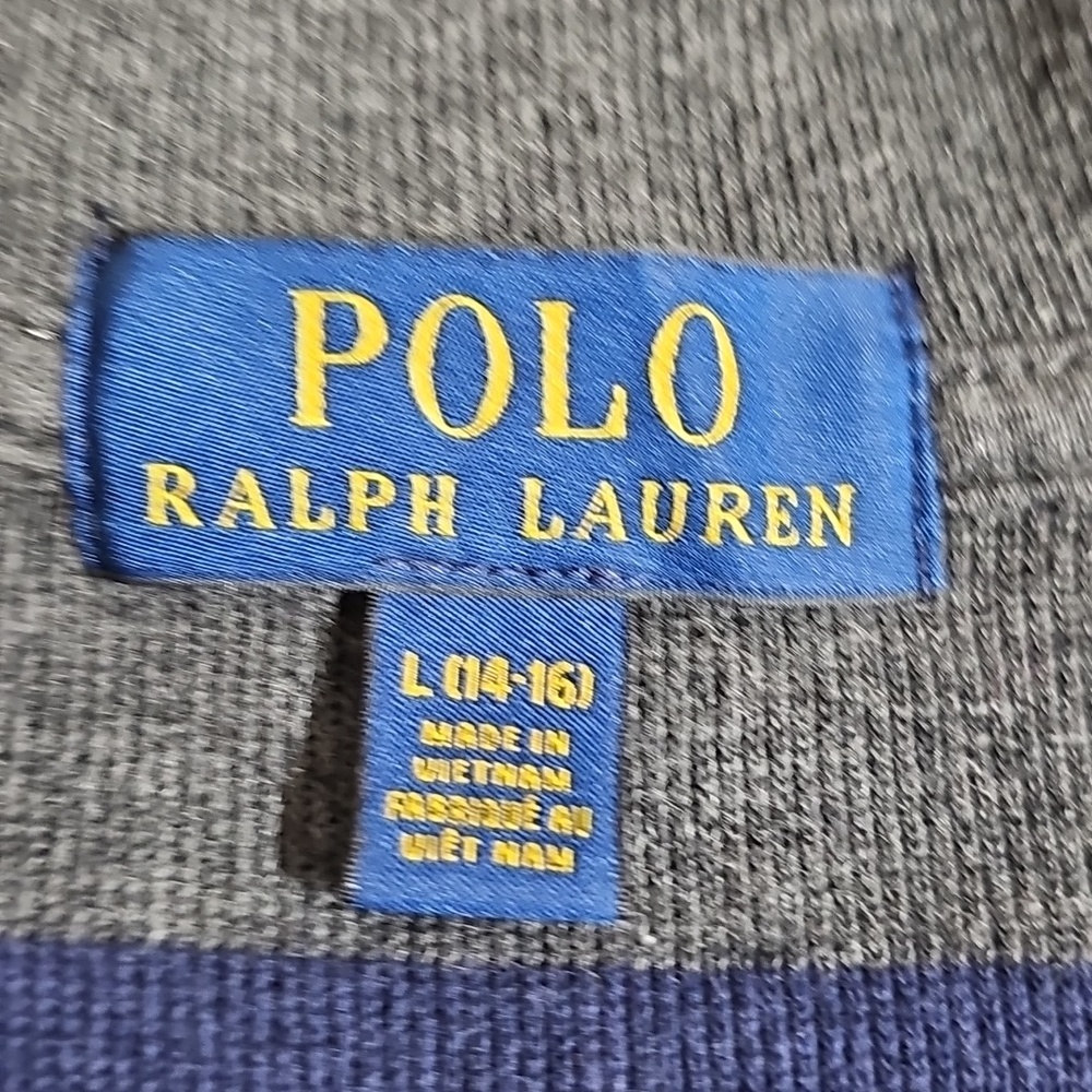 Polo by Ralph Lauren Kids Blue and Gray Striped Quarter Zip Sweater Boys Size L - Picture 6 of 6